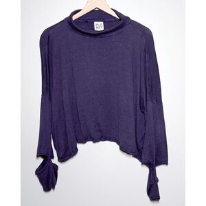 PLANET by Lauren G Mock Neck Sweater Purple One Size